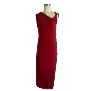Abercrombie & Fitch Red Draped One-Shoulder Midi Dress